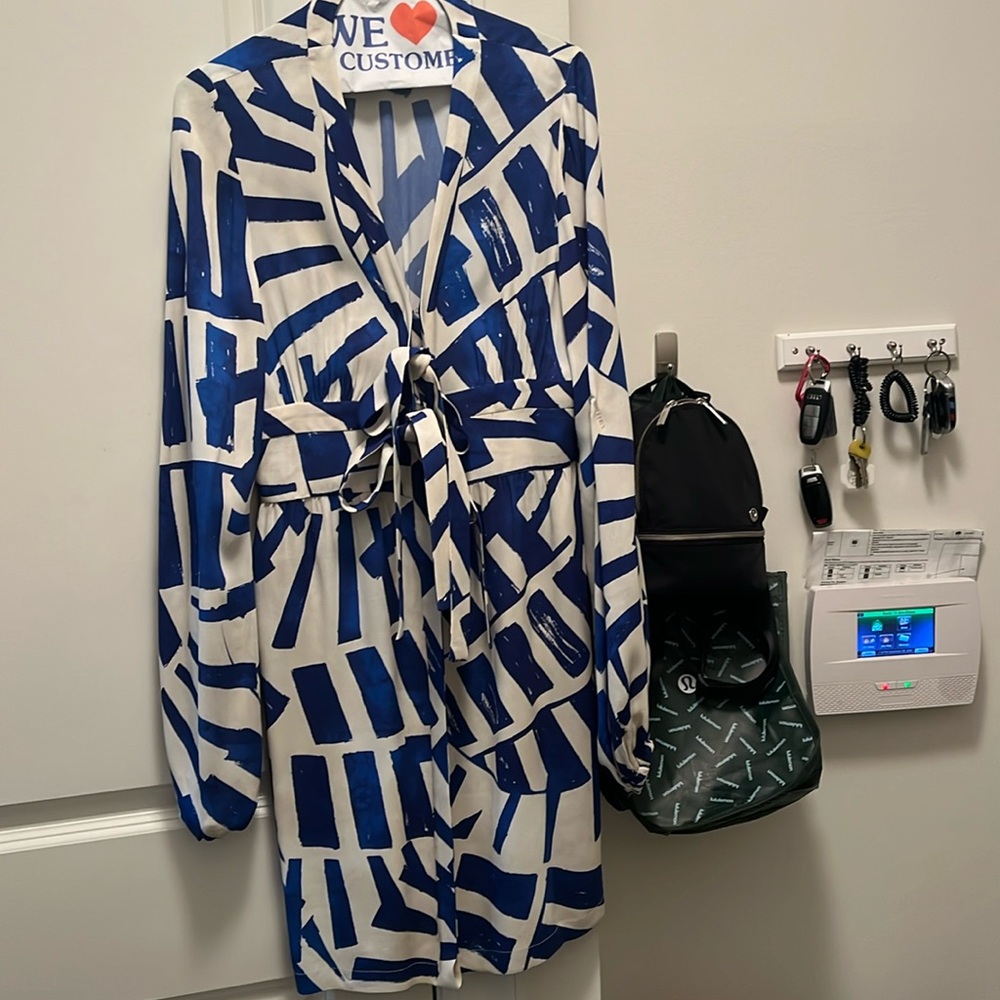 Alexis Tie Front Long Sleeve Patterned Mini Dress